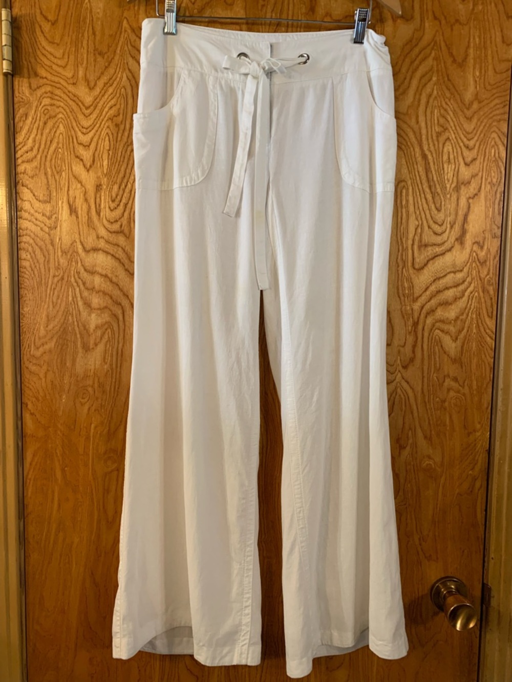 White Wide-Leg Drawstring Pants